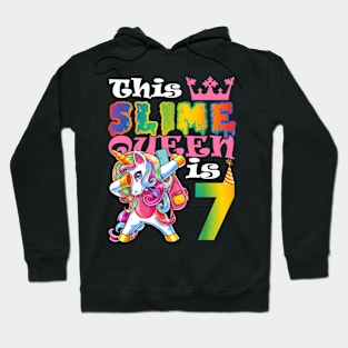 Kids Slime Queen 7 7th Birthday Unicorn Gift Hoodie